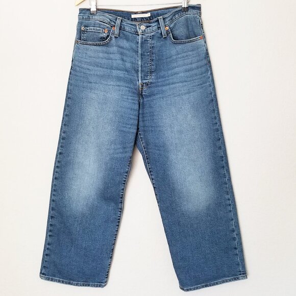 Levi's Ribcage Straight Ankle Jeans 30 x 27 High Waist Elevated Taste Blue Denim - Picture 4 of 15